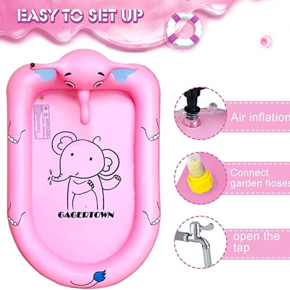 SALE - New 68" Splash Pad for Kids Pool with Sprinkler Outdoor Toy Pink or Blue​ - Picture 11 of 14